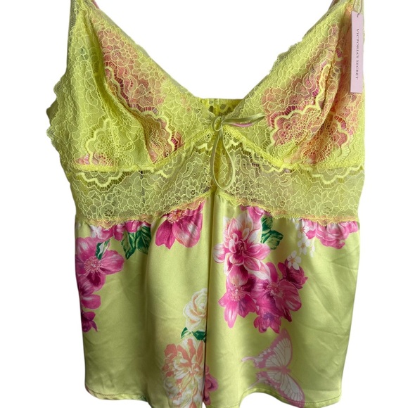 Victoria's Secret Floral Print Lace Silky Camisole Tank Top Lingerie Size Large - Picture 2 of 9